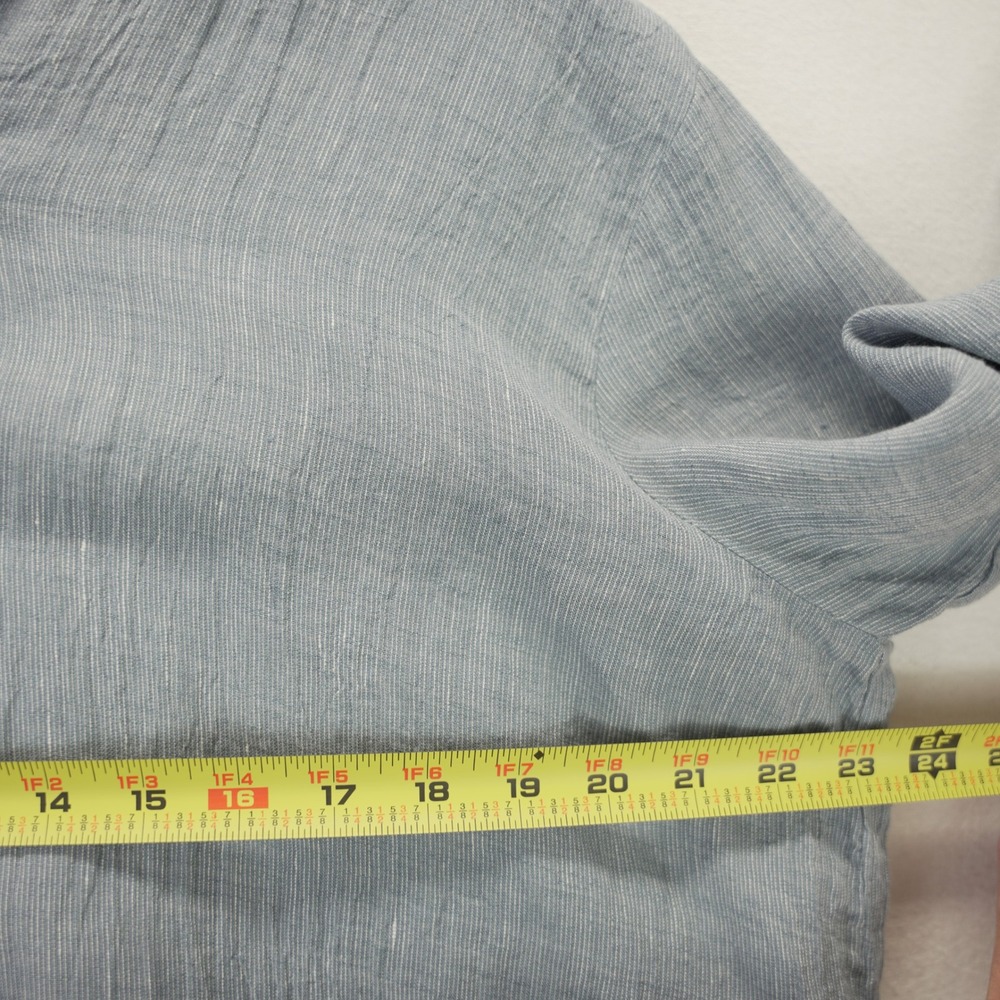 Eileen Fisher Organic Linen Mandarin Collar Tunic Top Blue Large NEW - Picture 5 of 9